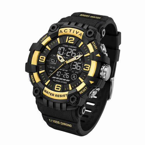 Activa Black Gold Sport Watch Studio Shot