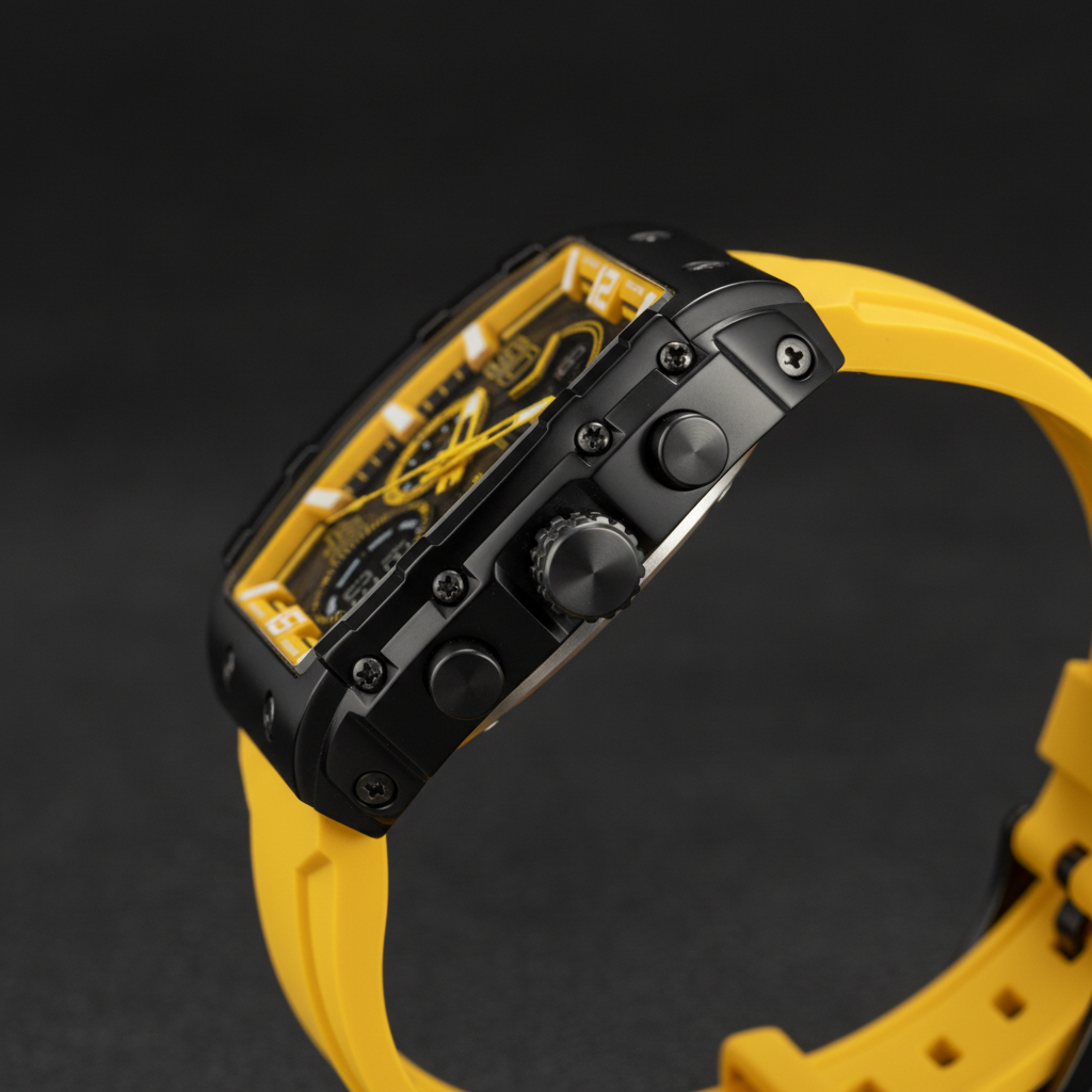 Activa Black & Yellow Sport Chronograph – Side Profile