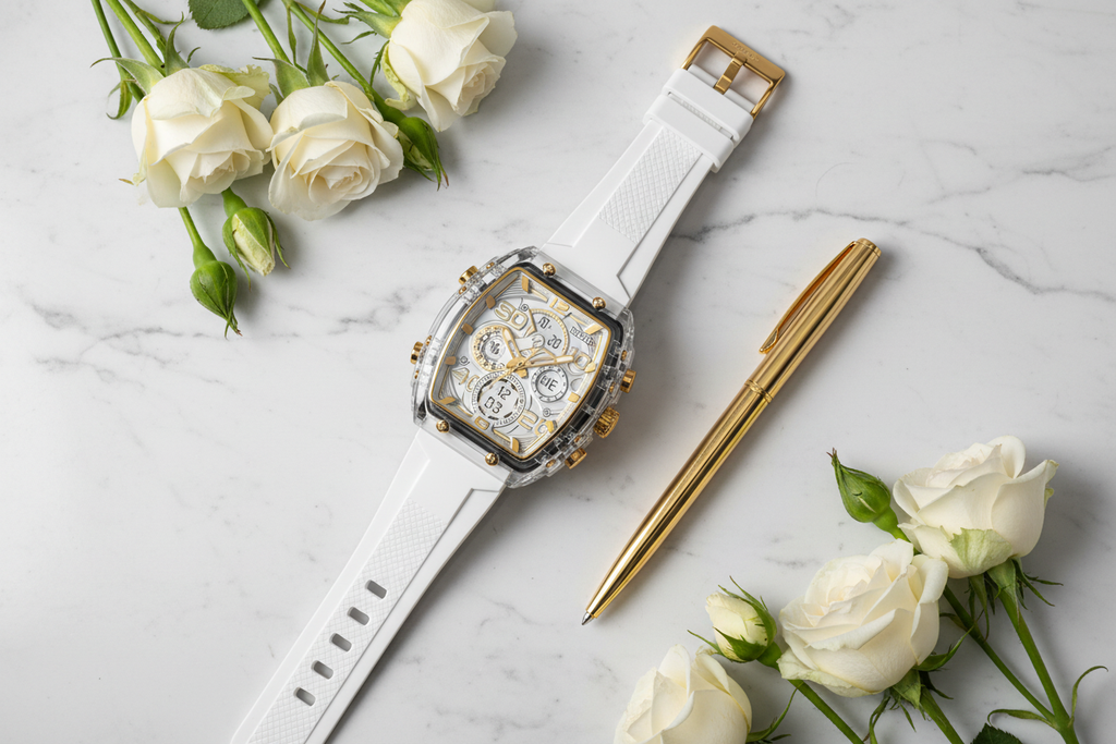 Activa Crystal Chronograph – Marble Flat Lay