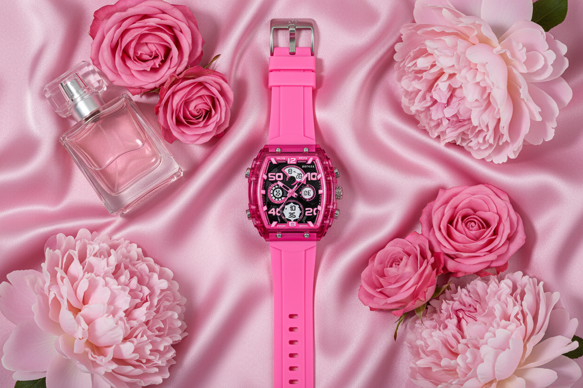 Activa Pink Chronograph – Glamour Flat Lay