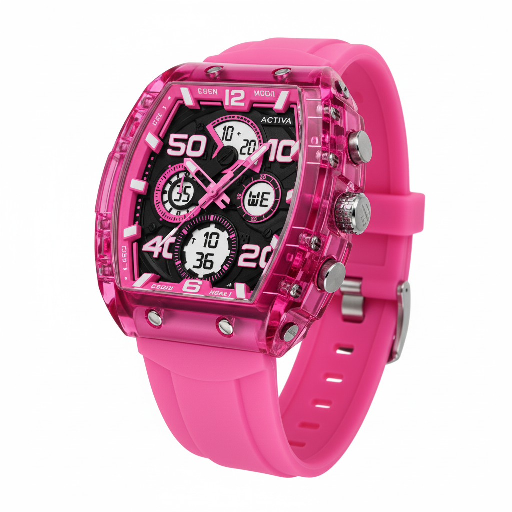 Activa Pink Chronograph – Three-Quarter View