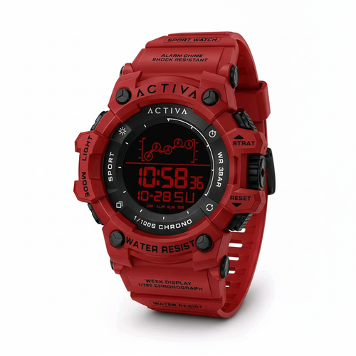 Activa Red Sport Watch Studio Shot