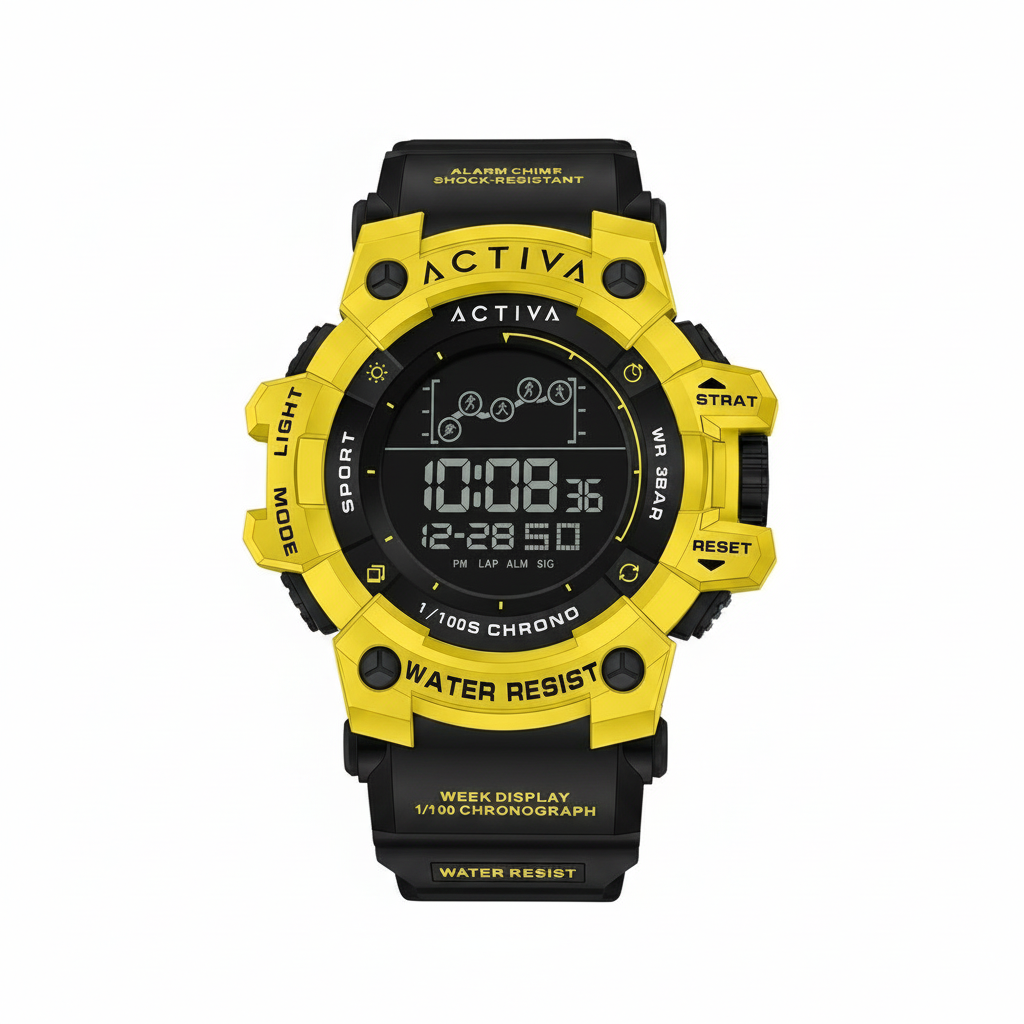 Activa Yellow Black Flat Lay