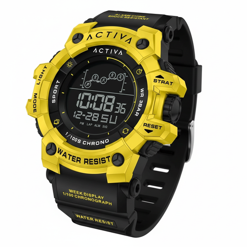 Activa Yellow Black Sport Watch Studio Shot
