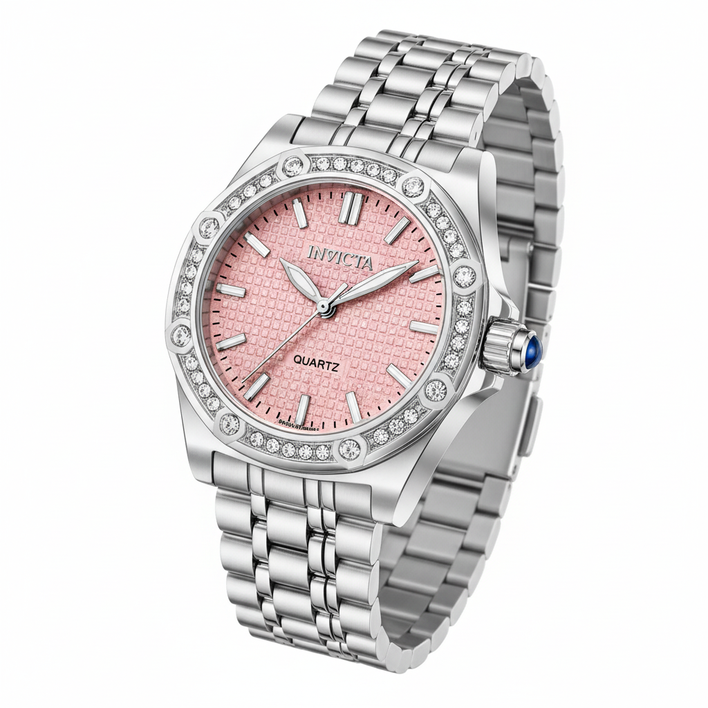 Blush Pink Crystal Watch – 3/4 Angle