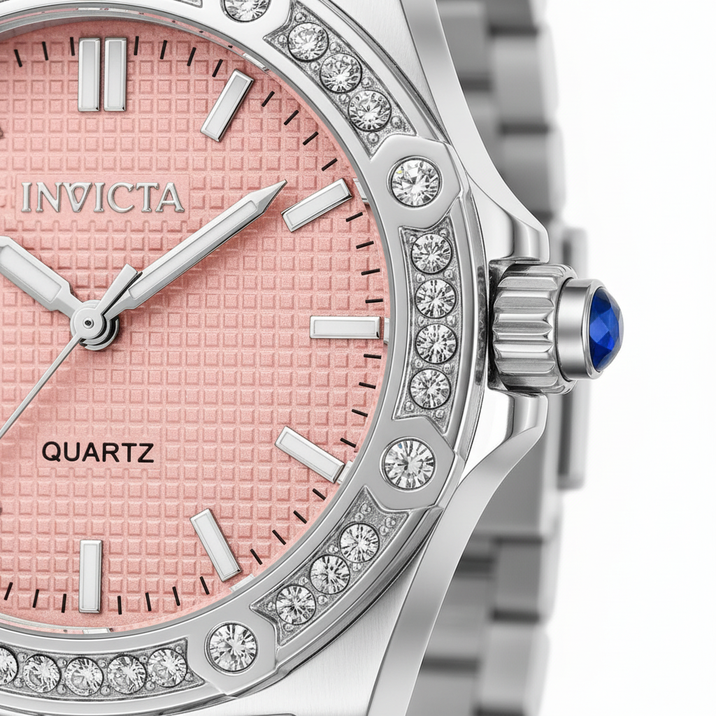 Blush Pink Crystal Watch – Face Macro
