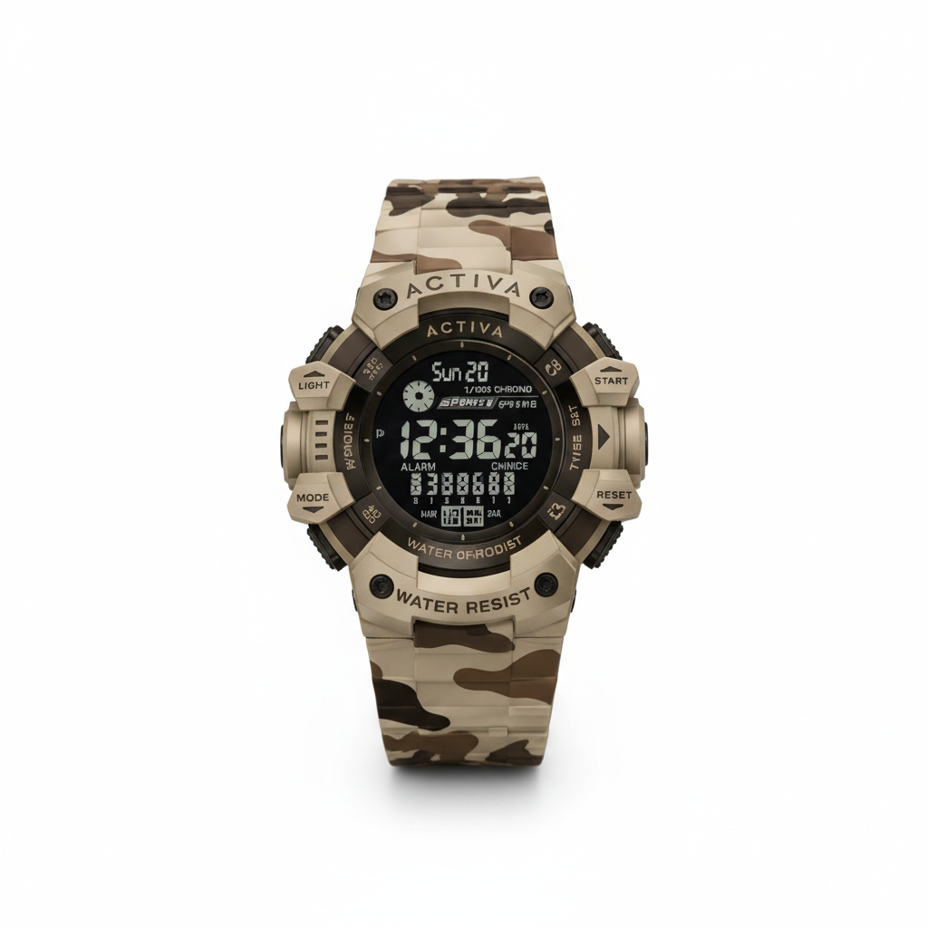 Camo Watch – Flat Lay