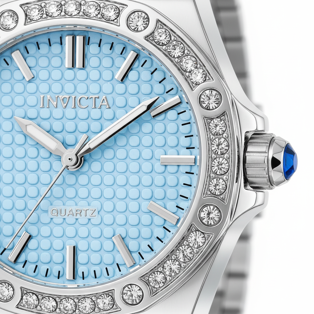 Ice Blue Crystal Watch – Face Macro