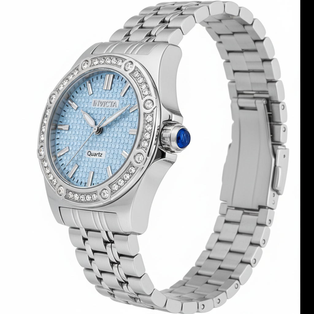 Ice Blue Crystal Watch – Side Profile