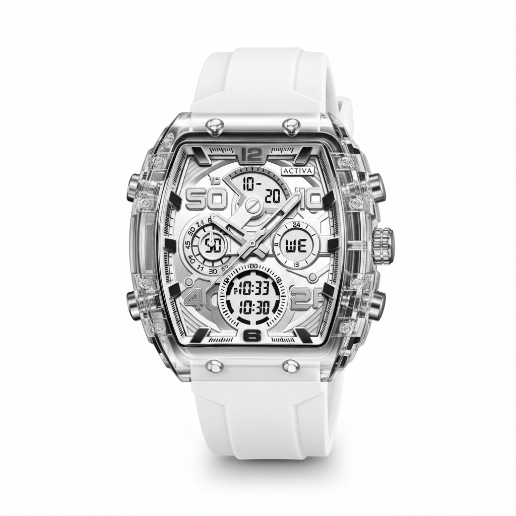 Activa Arctic White Crystal Chronograph – studio variation