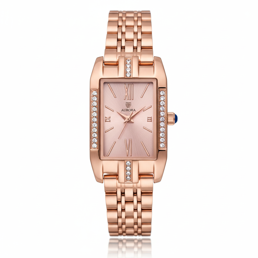 Invicta Blush Rectangular Crystal Dress Watch – studio variation