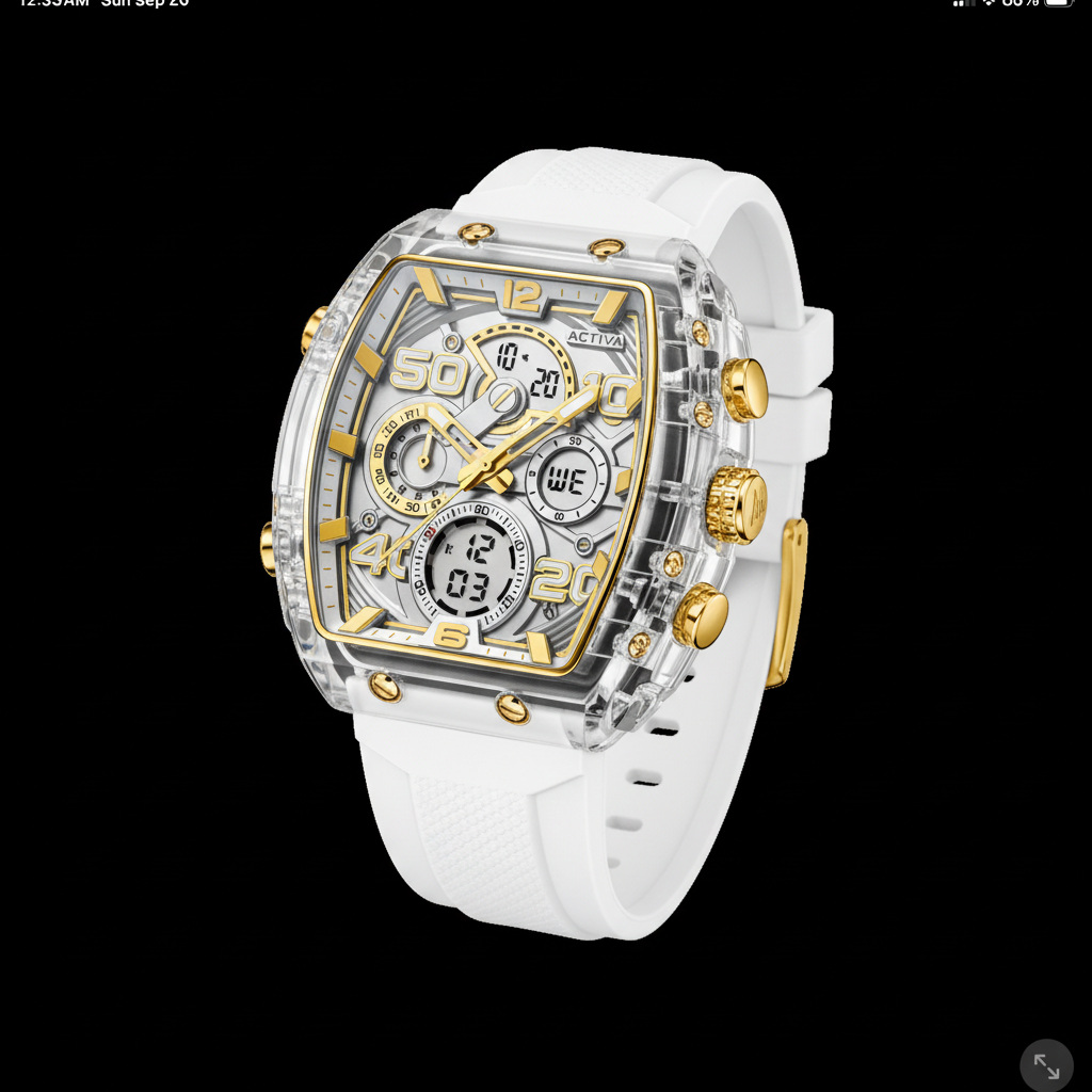 Activa Crystal Chronograph White Gold – studio variation