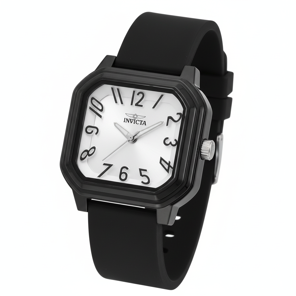 Invicta Octagonal Black Silver Studio Shot