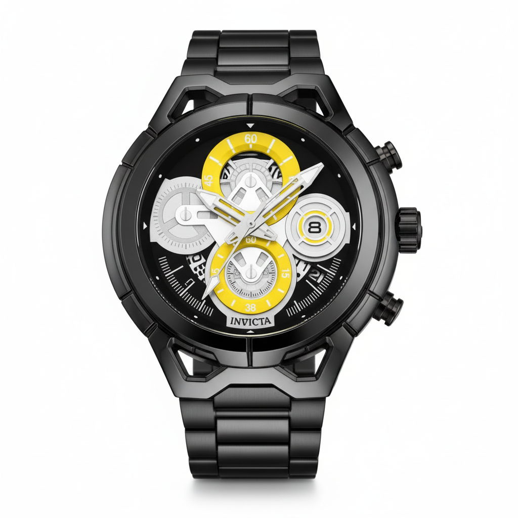 Invicta Reserve Black Yellow Flat Lay