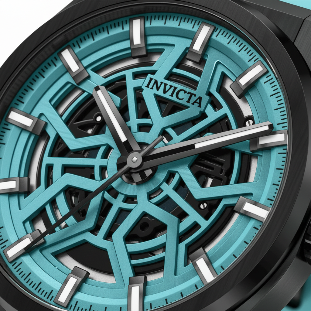Invicta Teal Skeleton Macro Dial