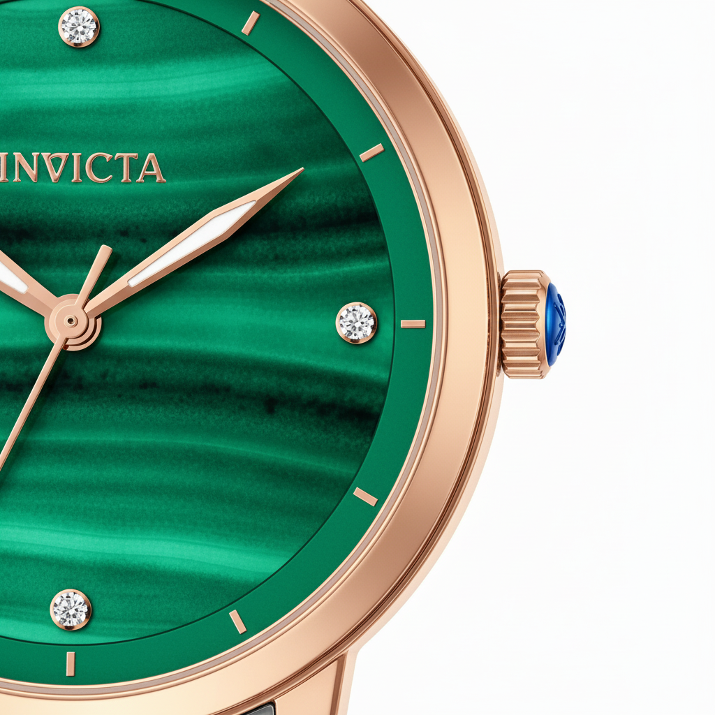 Malachite Rose Gold Watch – Face Macro