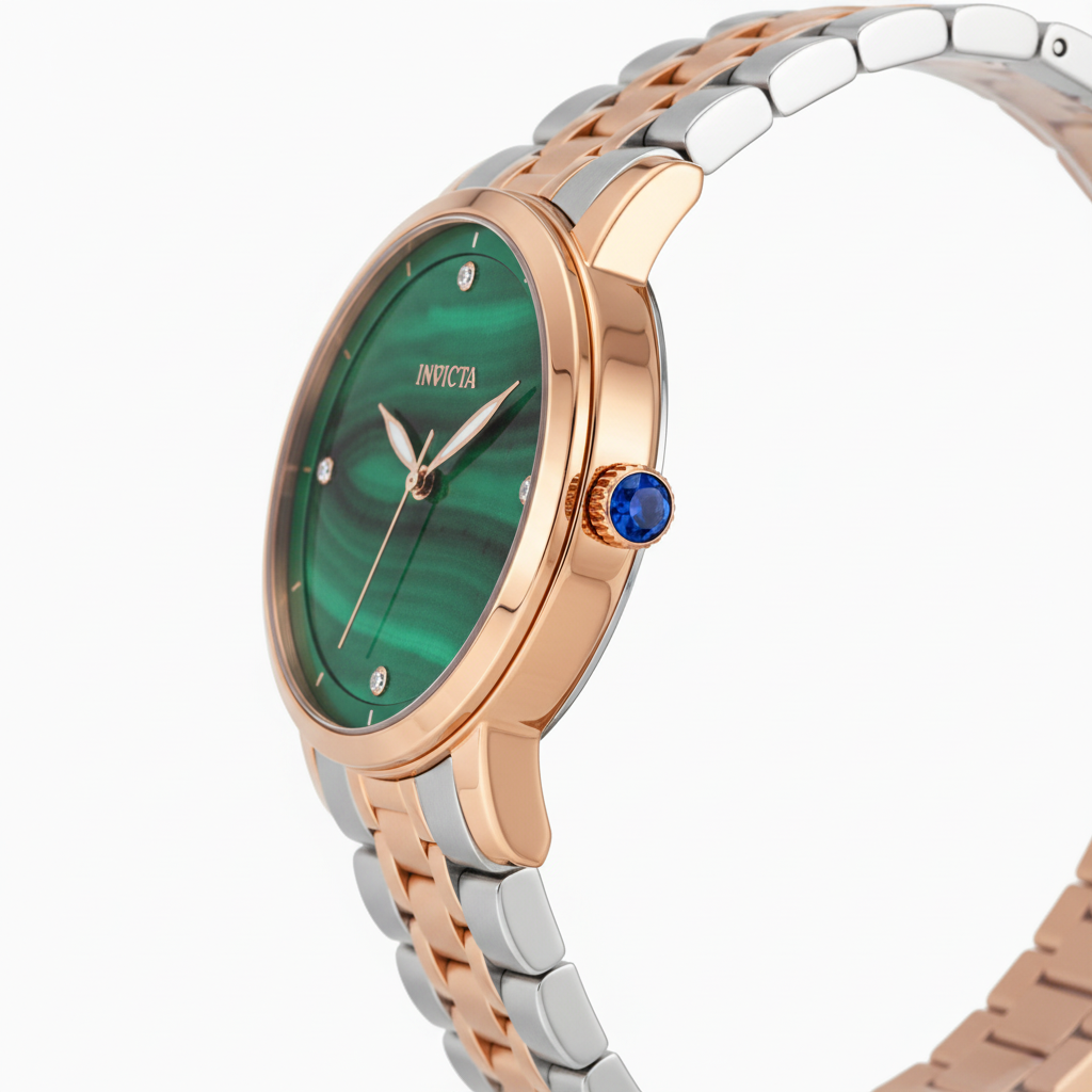 Malachite Rose Gold Watch – Side Profile