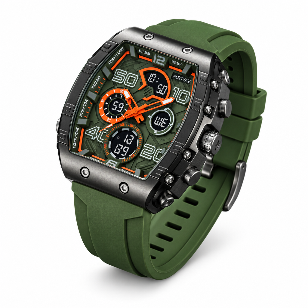 Olive Green Tactical Watch - White Background
