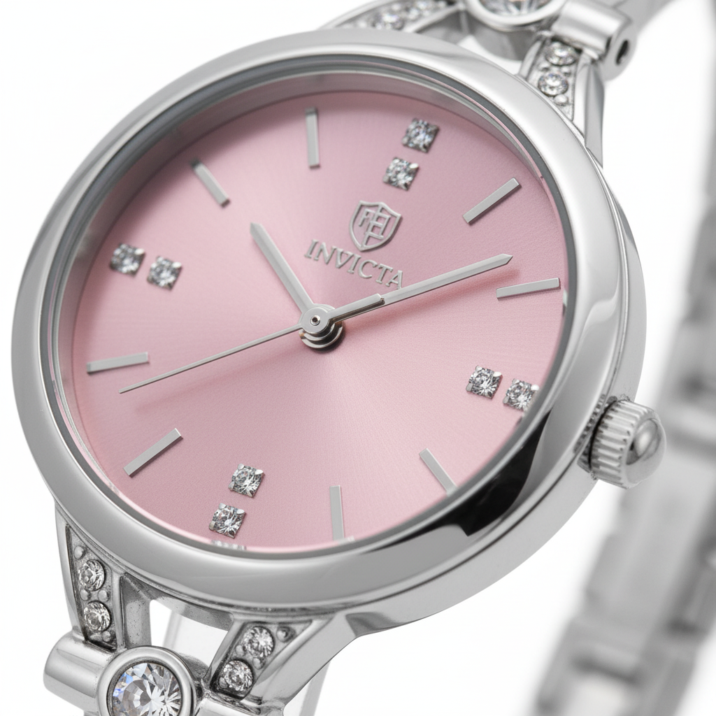 Petite Pink Bangle Watch – Face Macro