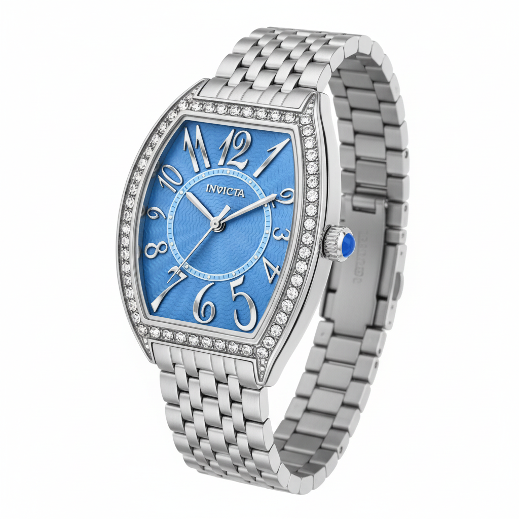Sky Blue Tonneau Watch – 3/4 Angle