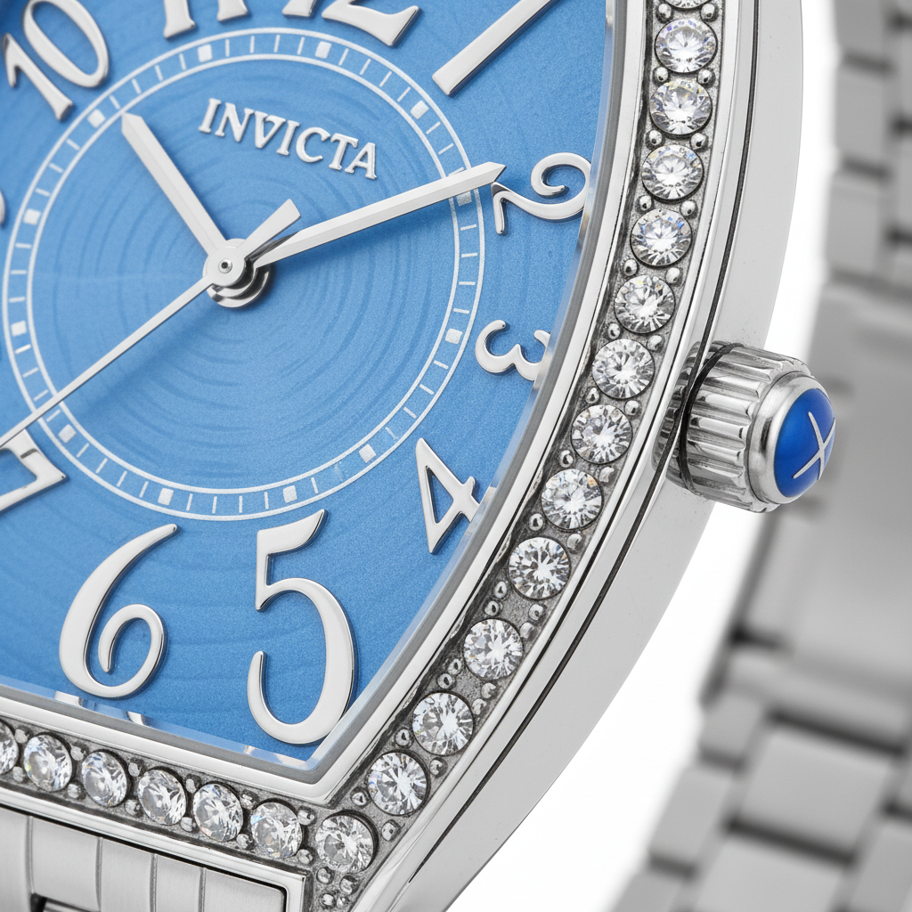 Sky Blue Tonneau Watch – Face Macro