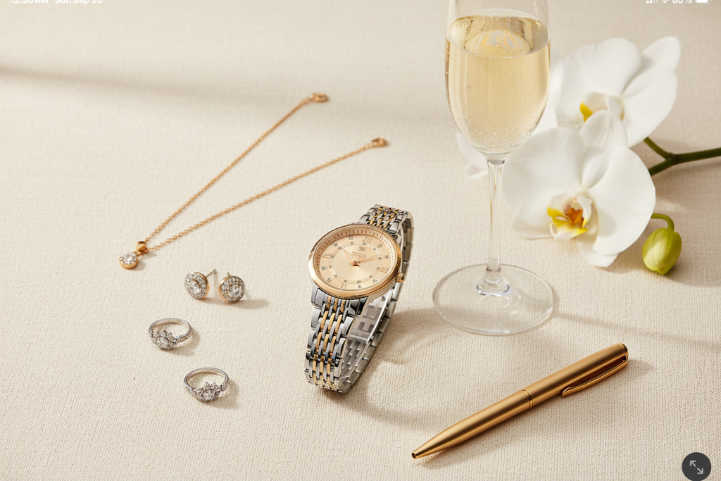 Two-Tone Champagne – Linen Flat Lay
